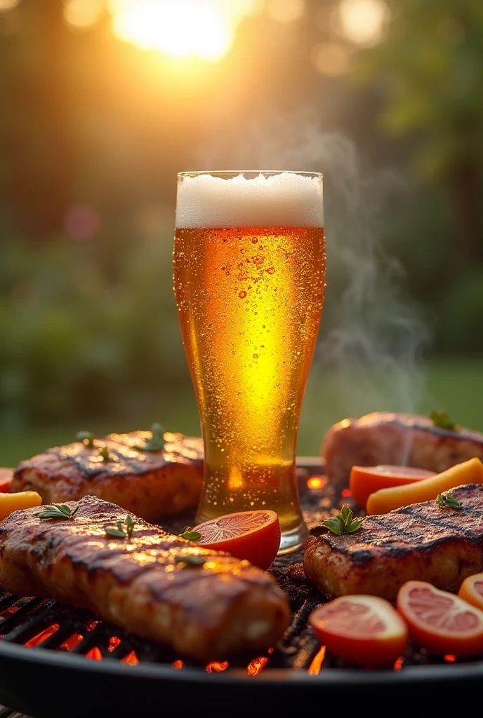Draw barbecue on beer 