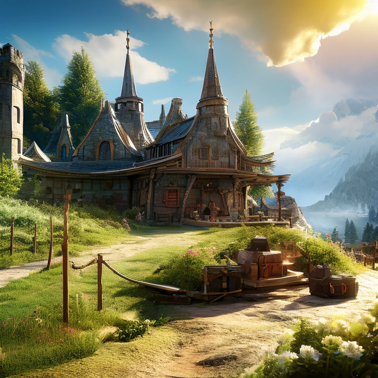 town、middle ages、Roleplaying、Anime Style、Digital Art、masterpiece