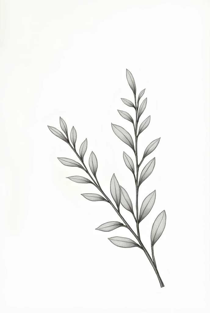 olive branches, just the branches, line illustration type engraving