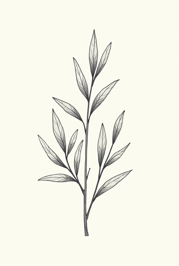 olive branches, just the branches, line illustration type engraving