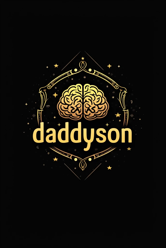 A black and gold logo over the name DADDYSON in a brain and money