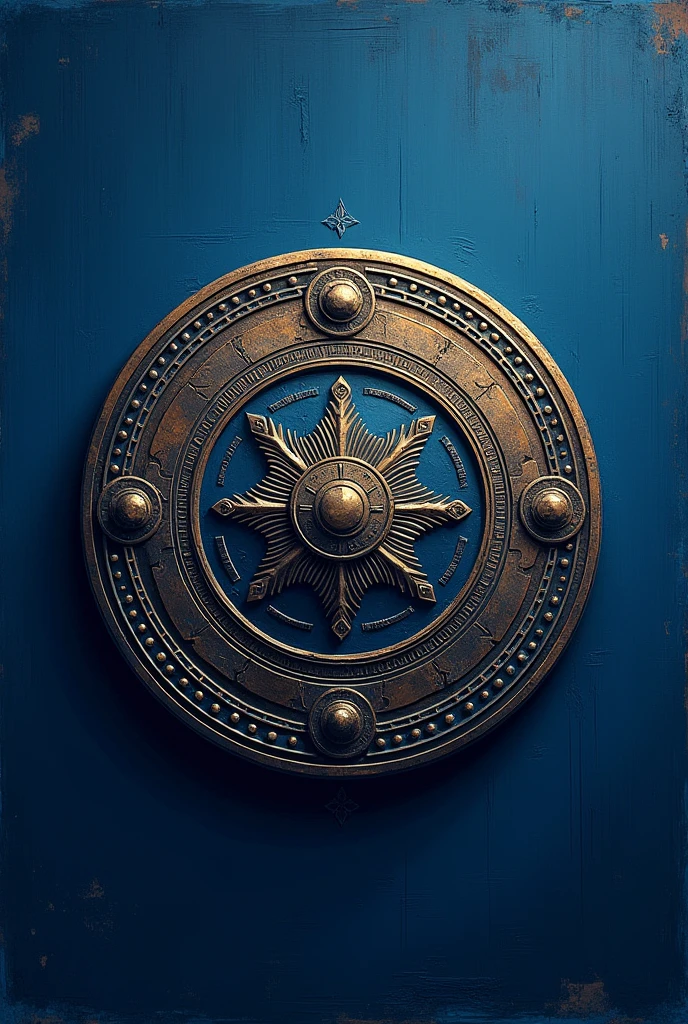 Create an image with a painted drawing of a medal on a dark blue background