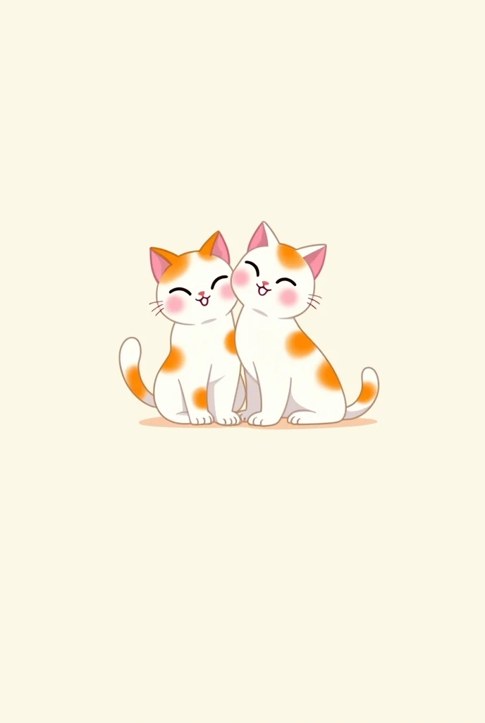 A logo of two white cats with orange spots, one lighter than the other