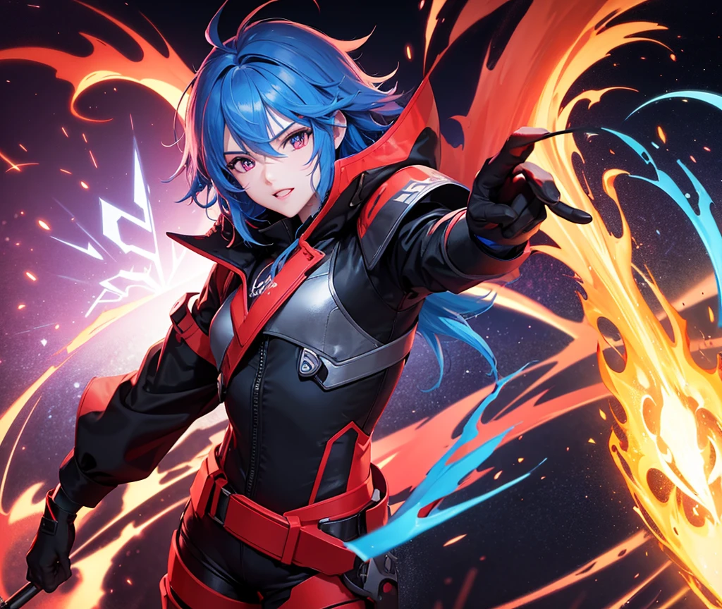 Generate a youtube gaming channel logo having the name IGNITER with magical red and blue fire aura