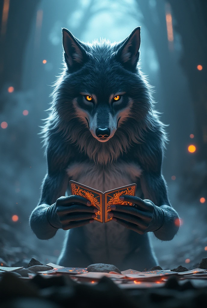 Wolf playing yugioh card games