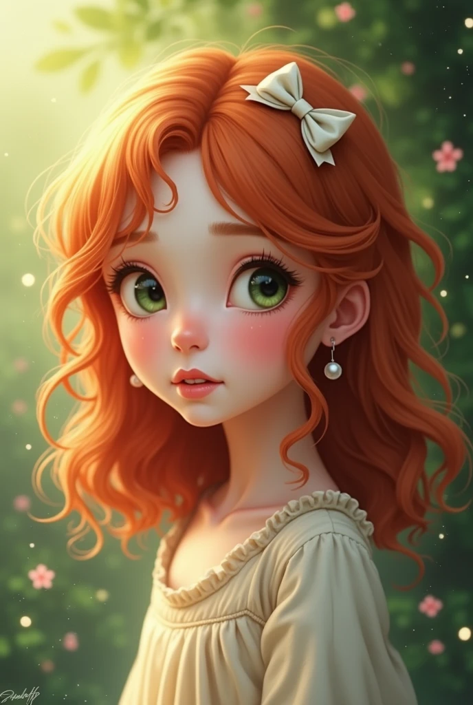 Red-haired girl with a bow