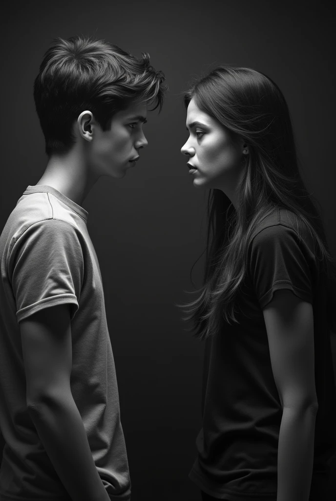 Old black and white image of a young couple of teenagers and 16 argug