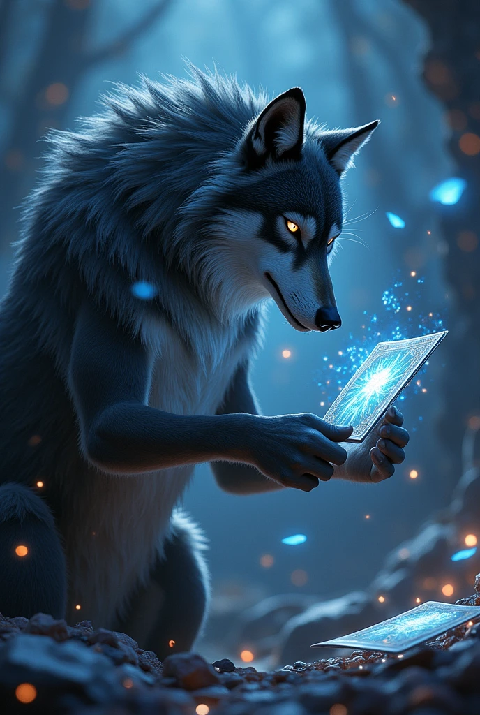 Wolf playing yugioh card games