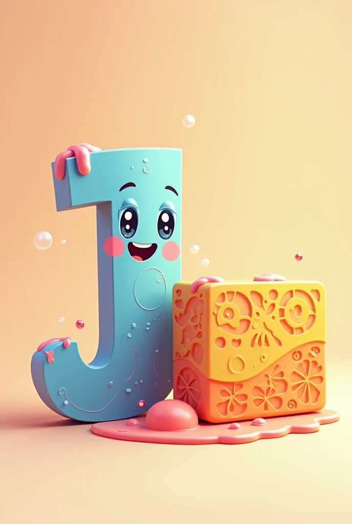 Generate an example image for children with the letter J for soap written below soap 