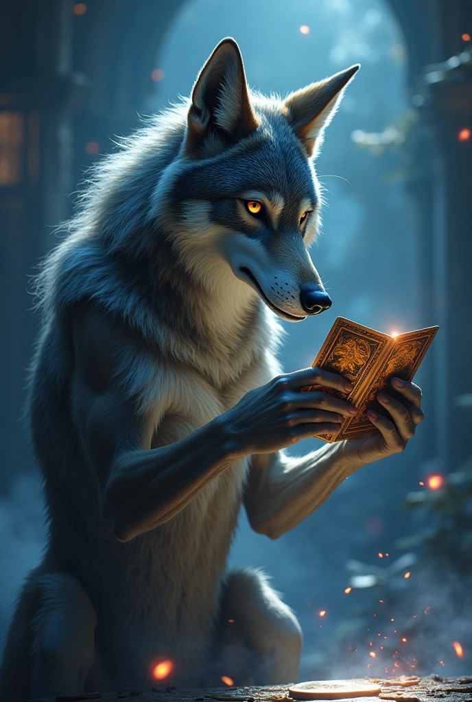 Wolf playing yugioh card games