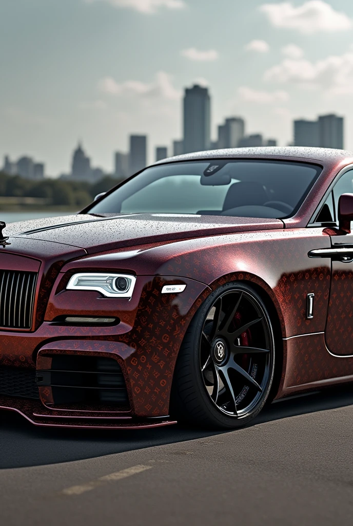 Tunend Rolls Royce Wraith with Louis vuitton monogram