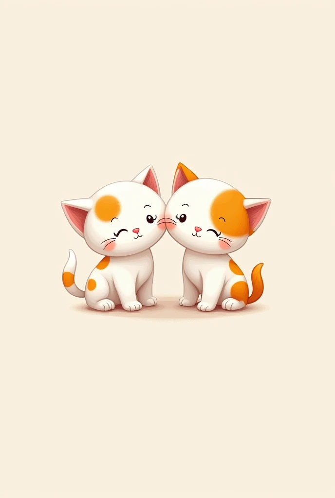 A logo of two white cats with orange spots, one a stronger orange and the other a very light orange, both males but babies