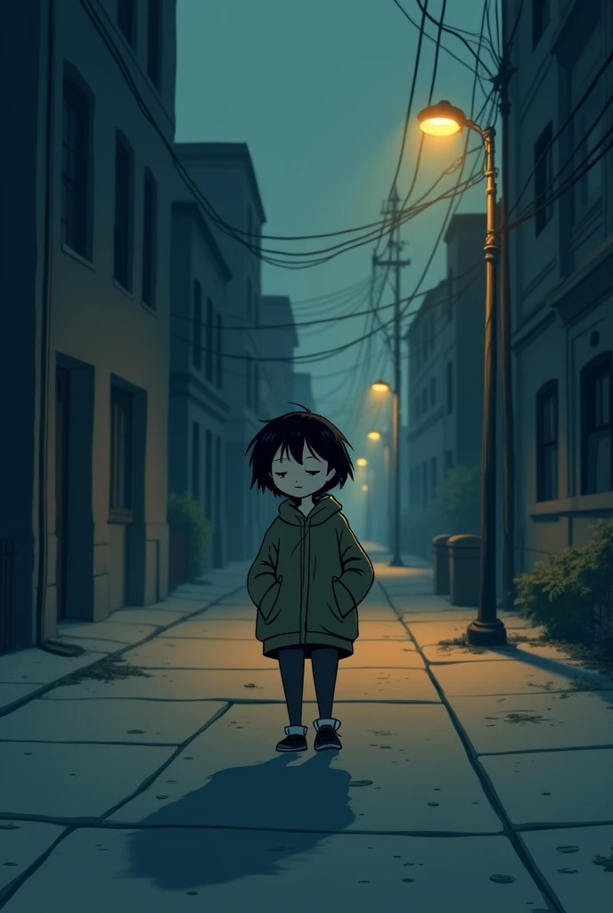 Sad animated on his way home