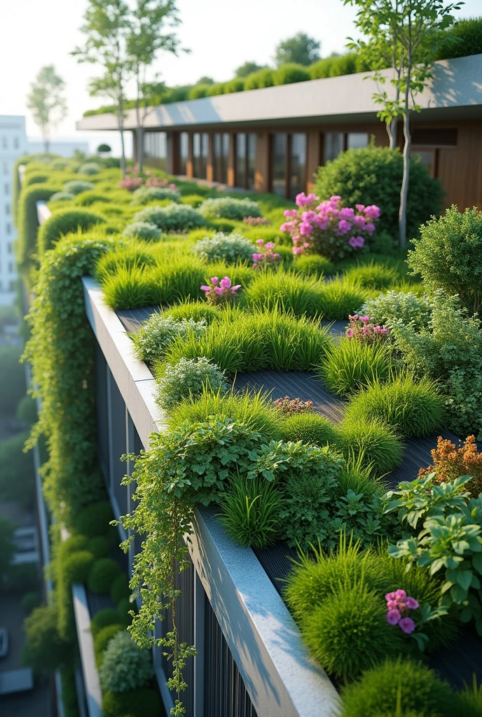 Architectural detail of a green roof 