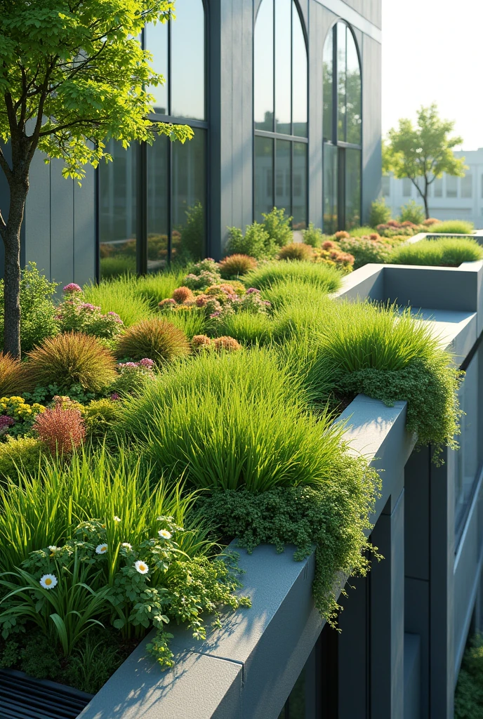 Architectural detail of a green roof