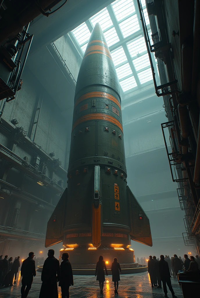 A giant military bomb on display.