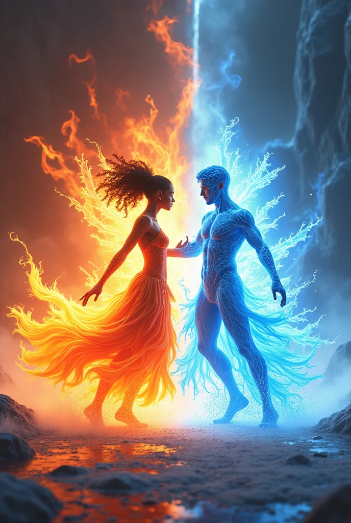 The song of fire and ice represented by image of noni madueke as and Cole Palmer as ice in animation form