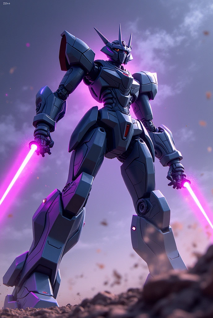 black, Gunmetal color, Fluorescent purple, anime, Giant Robot, fluid, Junmin, heroic, Thin legs, Full body image of a female super robot, Fighting with the enemy, Simple Background,universe,