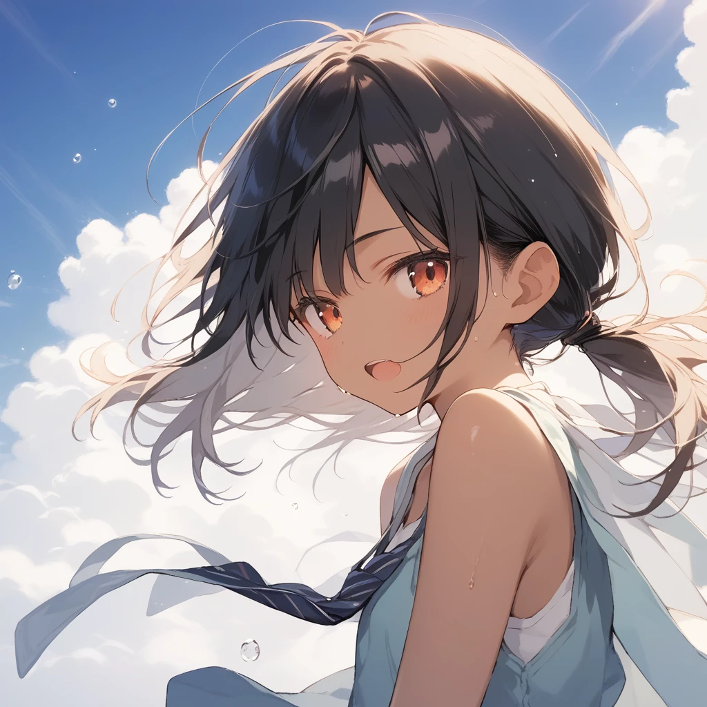 score_9, score_8_up, score_7_up, source_anime, best quality, masterpiece, official art, absurdres, highres, ultra-detailed,waifu2x,Collection: Slice of Life,break,1girl, tomboy, dark-skinned female, short hair, low ponytail, flat chest, beautiful detailed eyes, shorts, sweat, open mouth, (yawn:0.3), sleepily, outdoors, wind, (Detailed Lighting), (Detailed background),break,(clear line illustration:1.2), super detailed skin,very high resolution, very aesthetic, Best sexual lighting powered by famous artist, 8k, 16k, cute picture,beauty illustration,photoshop_(medium),,(Detailed Lighting),best anime 8k konachan wallpaper, pixiv contest winner, 