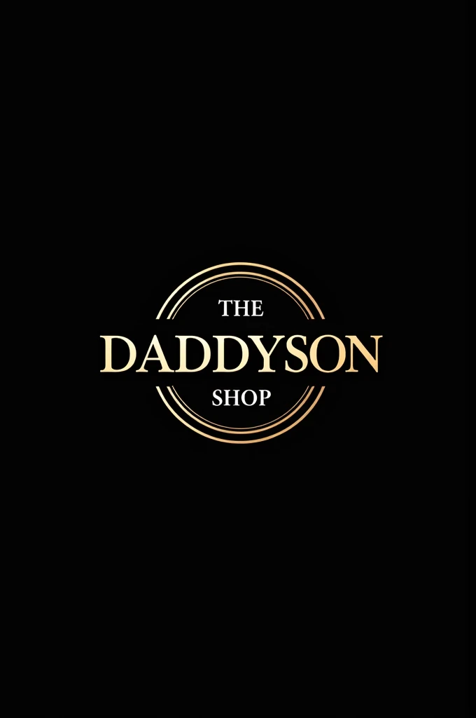 Un logo noir et or sur le nom DADDYSON shop dans avec un serceau au bord du son