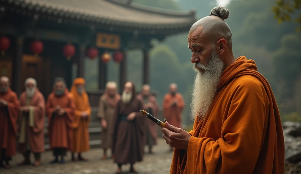 Ultra HD 4K (((("Masterpiece")))), [Create a new "star" movie scene] "very detailed" Monk standing and MEDITATING