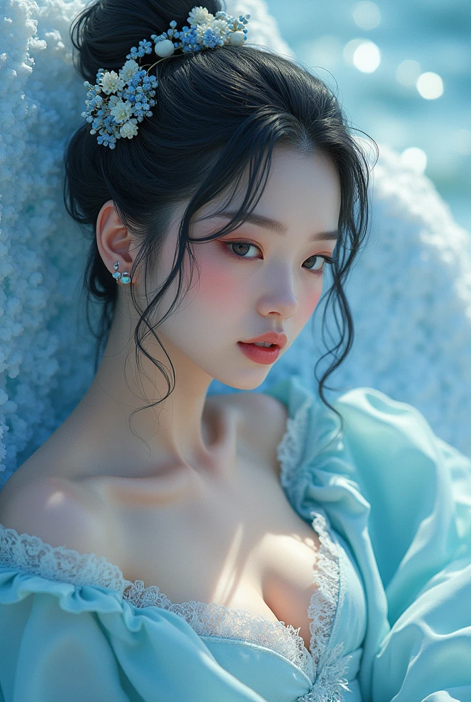 (Ice cubes:1.4),movie angle,(Fan Bingbing,  Ice cubes 소녀,anatomically correct,Telegraph slang,걸작 Ice cubes 동백,Representative work: Hanfu,laugh,sexy,Full body art,Traditional arts,Erotic Art,queen art,Amazing body art,Amazing Hair Styles, Amazing Girl Art)