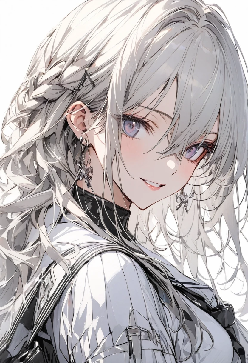 (One person, slim,small breasts,bangs,silver long hair,Slope_eye),BREAK,(date me at street,happy with me),BREAK,Conceptual Art, masterpiece, Super Detail, Attention to detail, high quality, 最high quality, High resolution