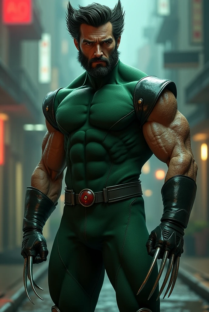 Wolverine with his realistic green costume