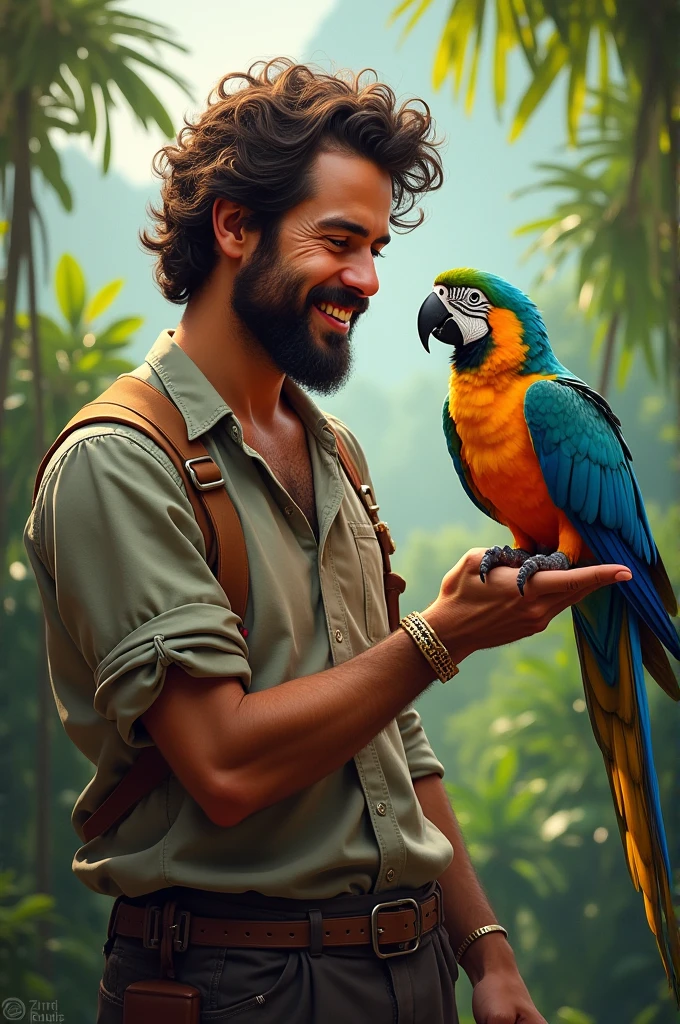 A man with parrot
