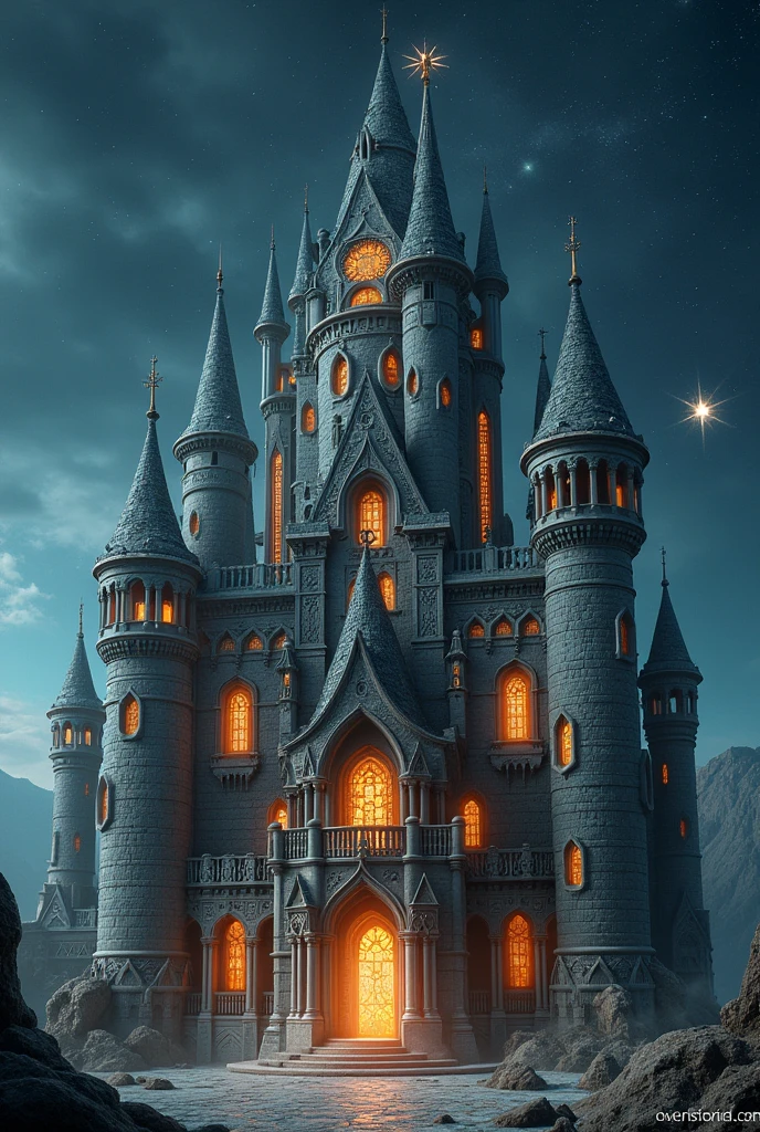 Create a mystical and fantastic castle in 3D .
With astrological symbols and meanings of the planet Saturn With seven main equal towers .
