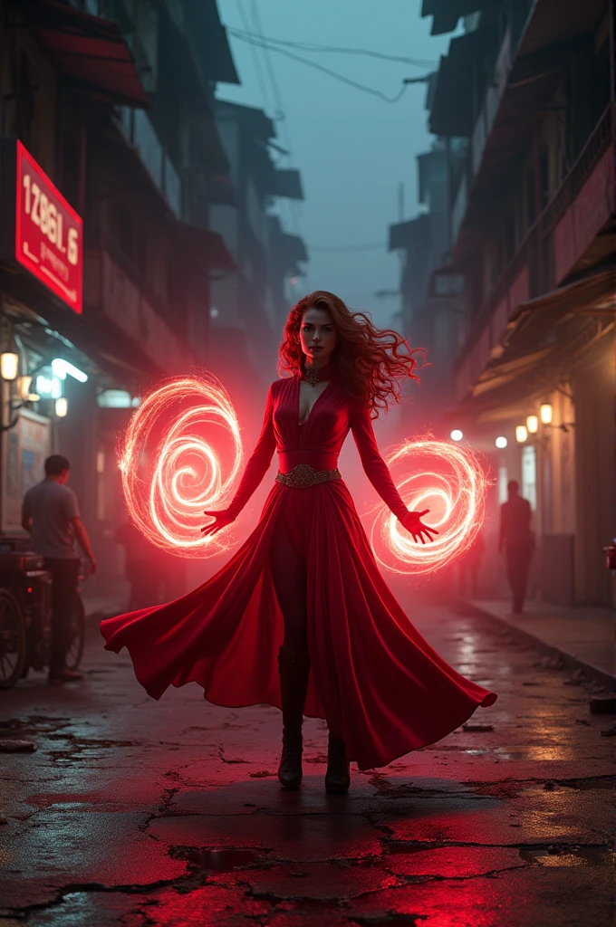 Wanda the screlet witch on kolkata road at night using her super power