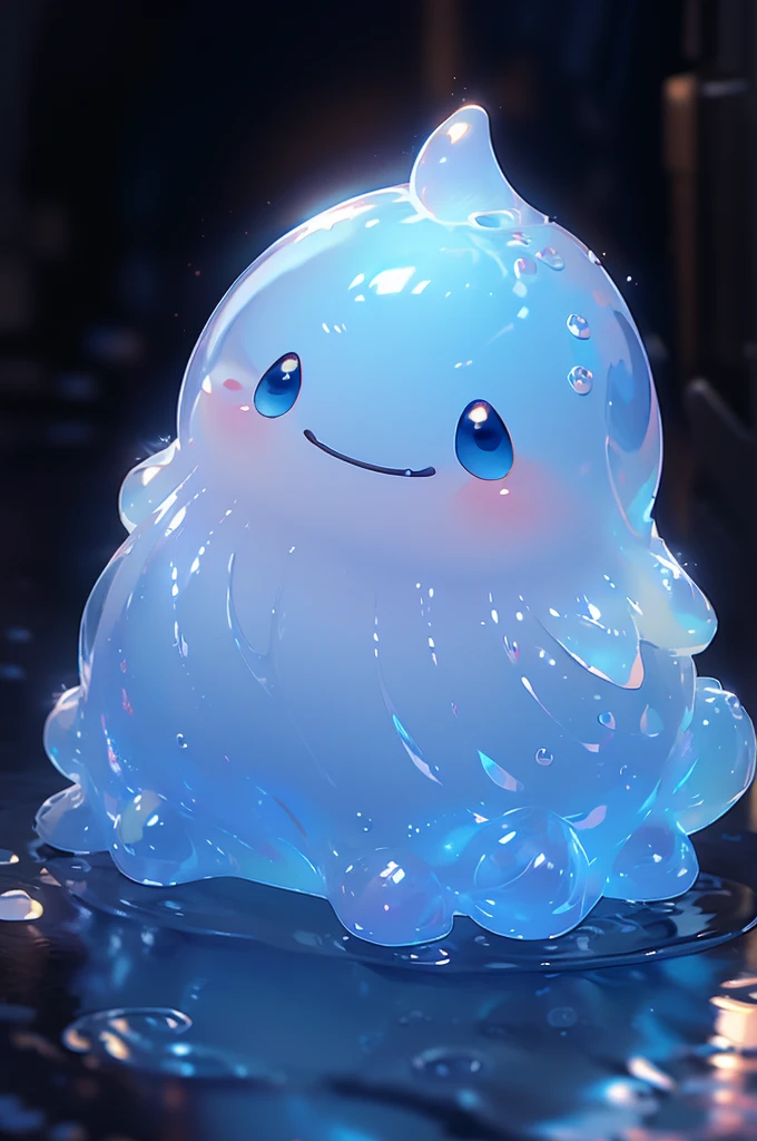 Best Qualitily, Masterpiece, 3D, A slime, sky blue, puffy, small eyes