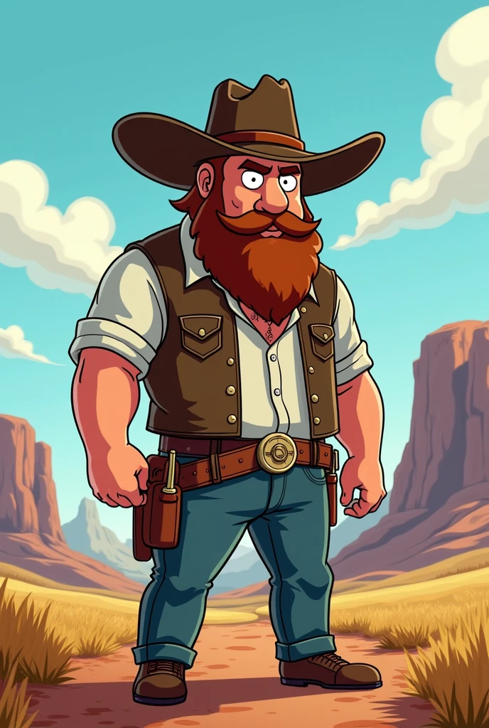Draw Arthur Morgan, from the video game Red Dead Redemption II, with the style of Regular Show