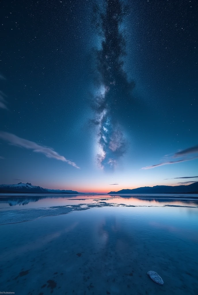 ((masterpiece, best quality, Best image quality, high resolution, realistic, RAW photos, 8k)), ((Highly detailed CG integrated 8k wallpaper)), A starry sky reflects on the Uyuni salt flats,