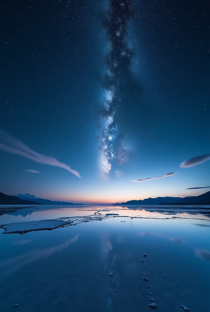 ((masterpiece, best quality, Best image quality, high resolution, realistic, RAW photos, 8k)), ((Highly detailed CG integrated 8k wallpaper)), A starry sky reflects on the Uyuni salt flats,