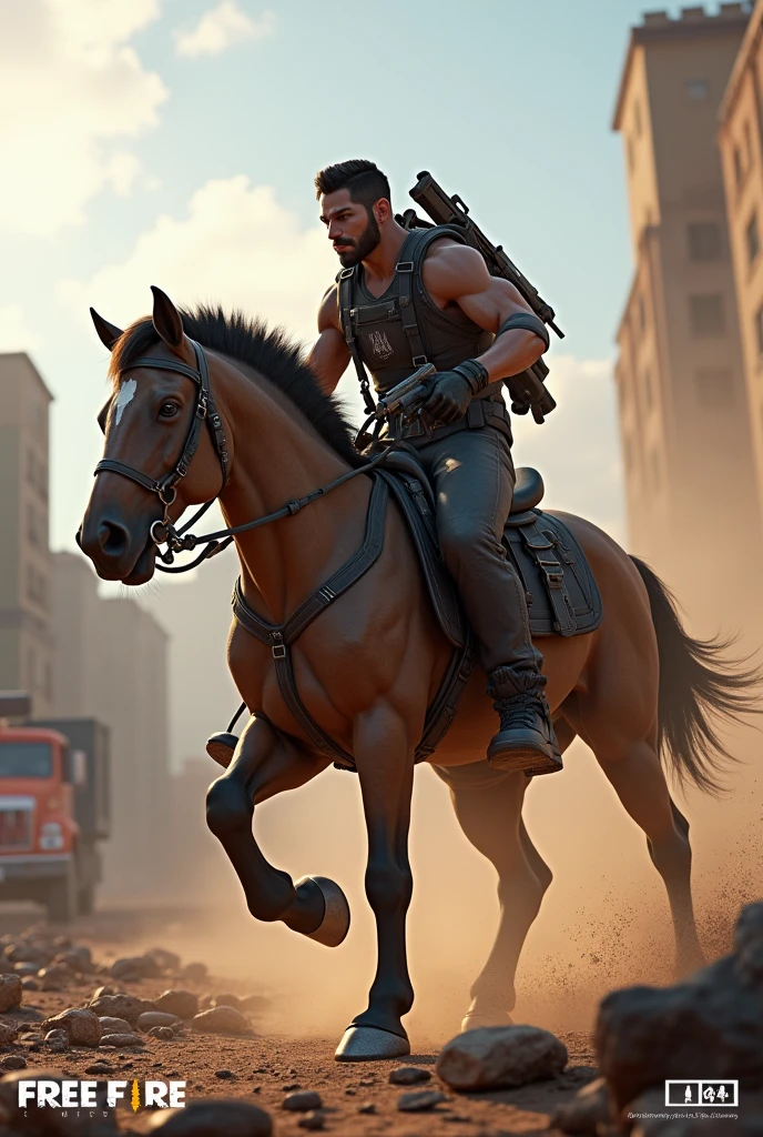 Freefire character on a horse