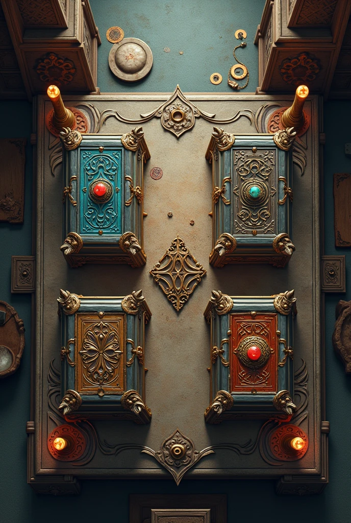 cabinets seen from above like an rpg table