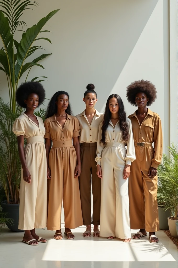 I want an image of different stylish clothes that are environmentally friendly, to sell