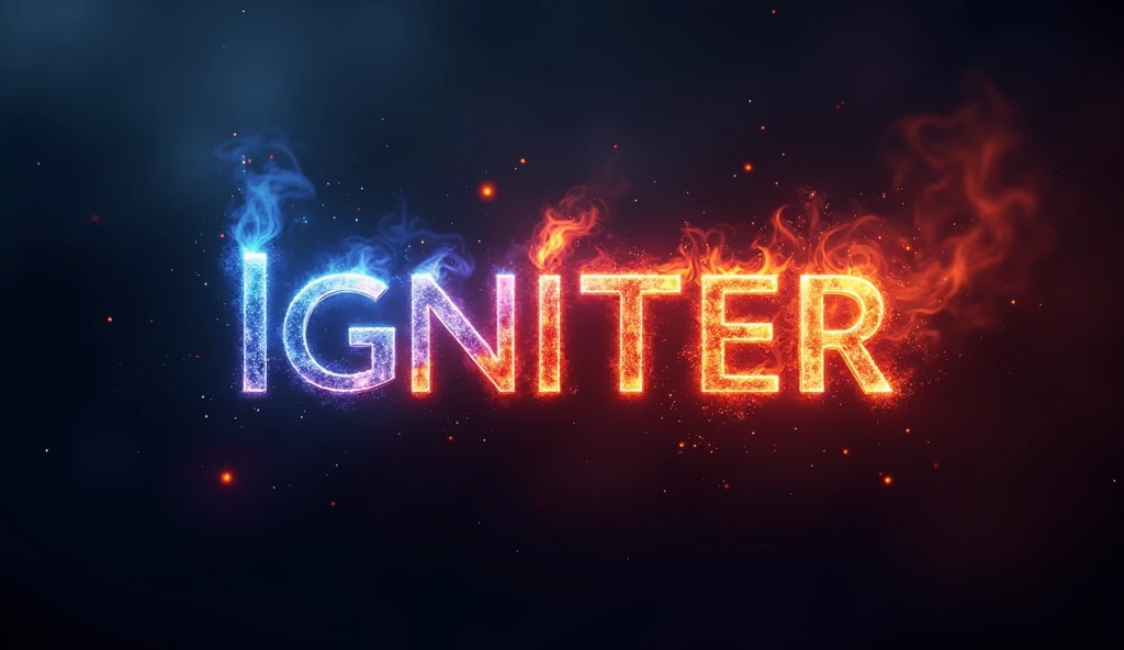 Generate a youtube "gaming channel logo"having the name as "Igniter" with magical red and blue fire aura with a background suitable for logo and a frame