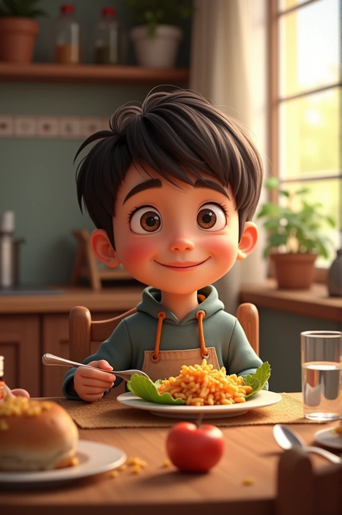 the boy who is eating food