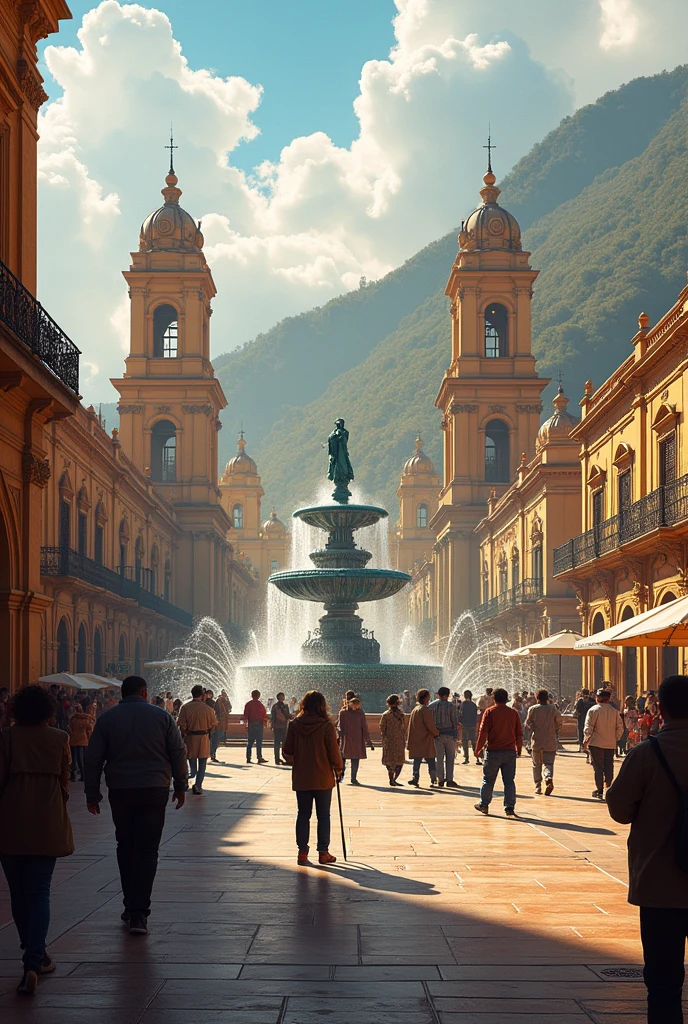 photorealism. the main square of the city of Oruro