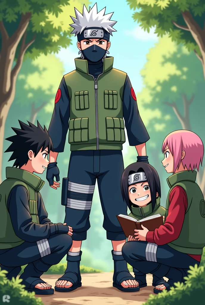 Kakashi funny image with team 7
