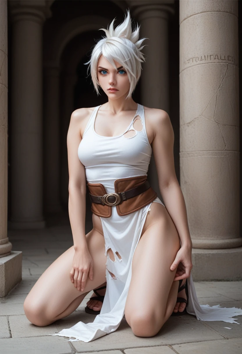 realistic, 1girl, white hair, purple eyes, glowing eyes, crop top, thong, parted lips, blush, night, flowers, sun, sunlight,