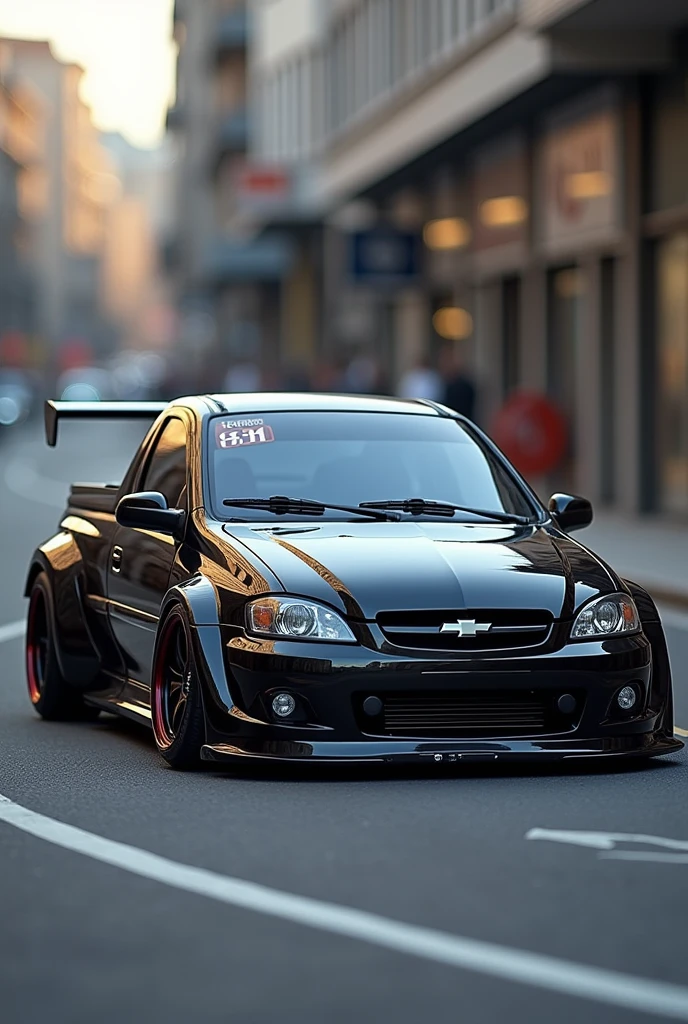 Chevrolet corsa year 2007 1.8 pick up with widebody offset racing wheels