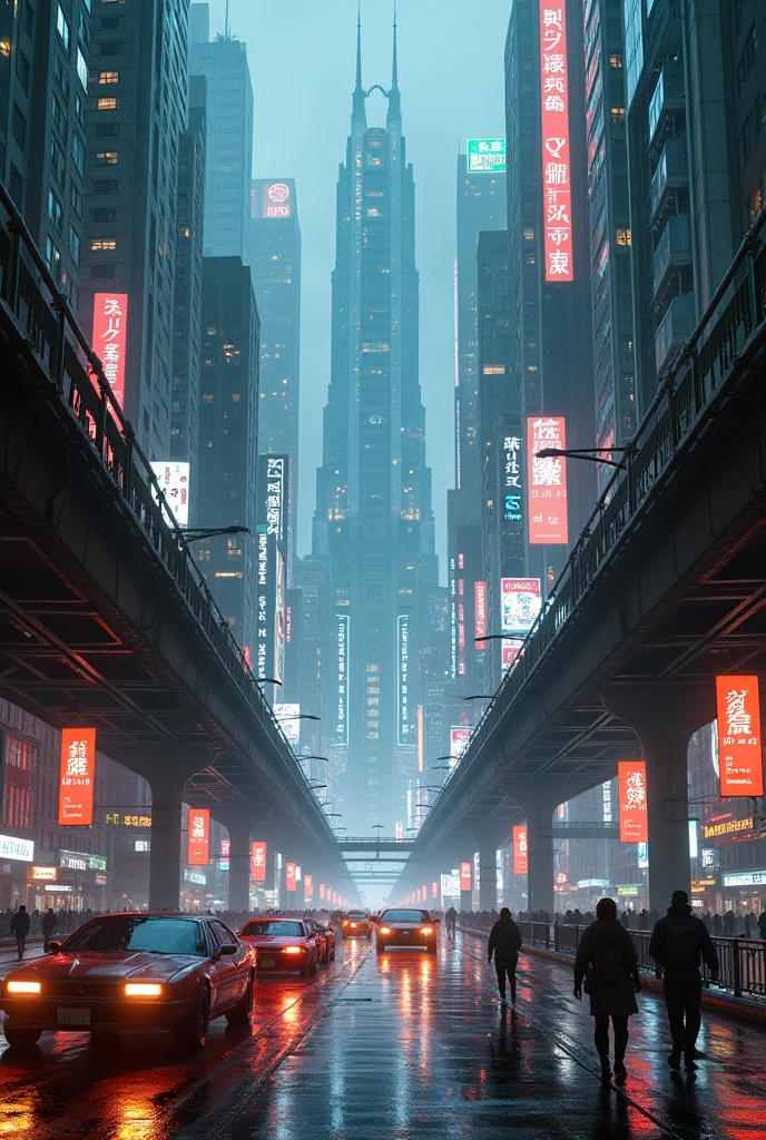 Cyberpunk neon city streets, masterpiece,