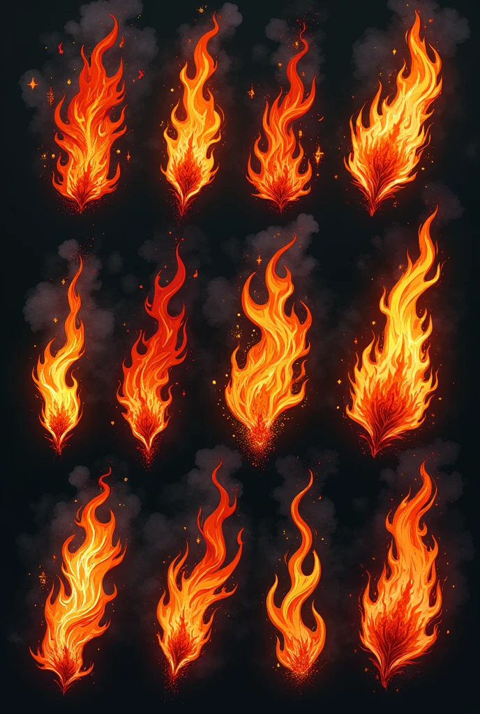 Different styles of fire for tattoos