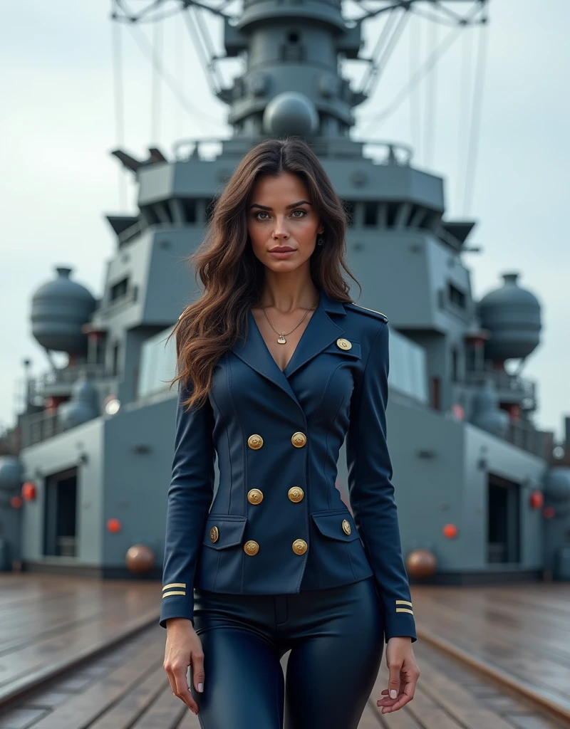 (Photorealism:1.2), sexy uniform woman, Navy, Battleship