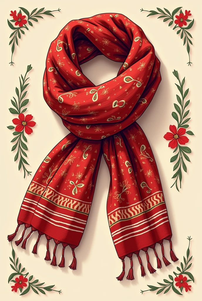 Red scarf icon, drawing, Philippines scarf