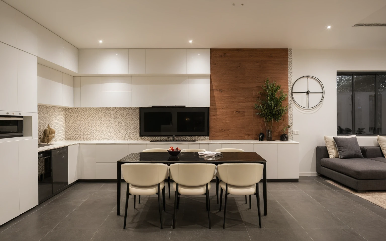 Raw photo,Masterpiece, high quality, best quality, authentic, surreal, super detail, interior, livingroom, tile floor, use lots of curves, (curved wall), indoors, white color, white wall,(daylight:1.1), vivid color, (realistic:1.2 ),
