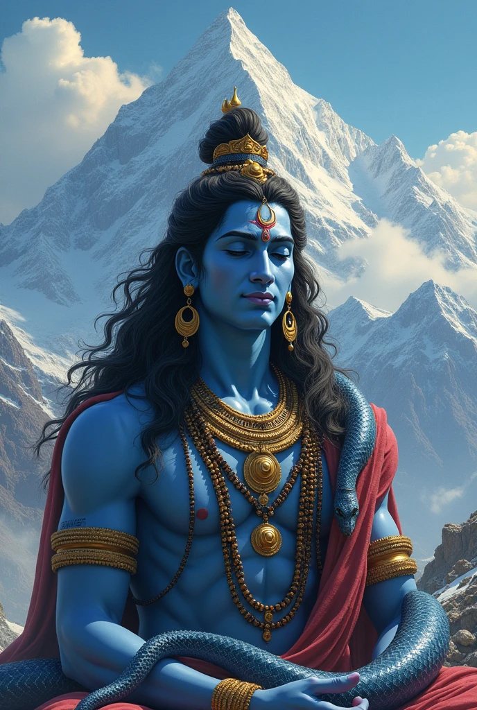 Hindu Lord Shiva In Kailash Parvat
With Snake in Nack